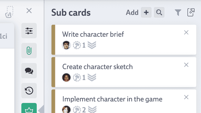 A screenshot of a Hero card and sub cards