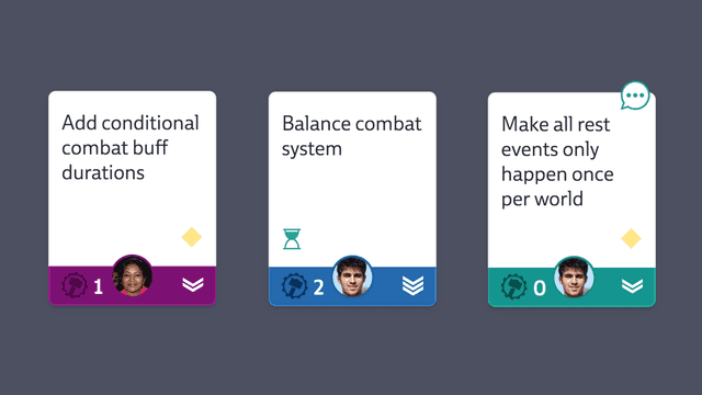 A screenshot of different cards
