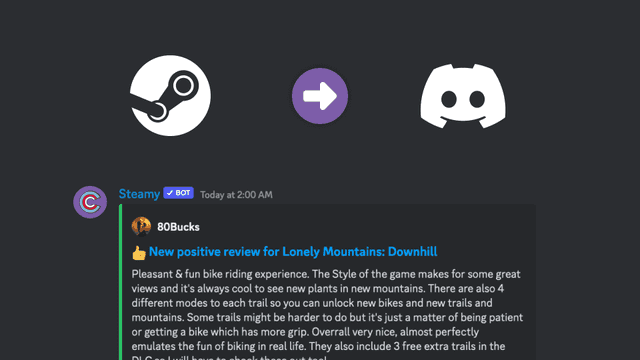 Steam Reviews pushed to Discord
