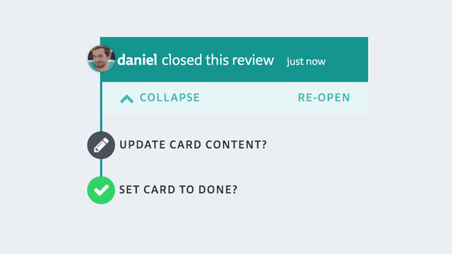 Screenshot of closing a review