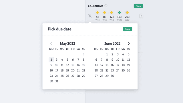 Screenshot of how to set a due date