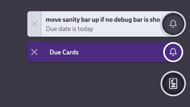 Screenshot of notifications