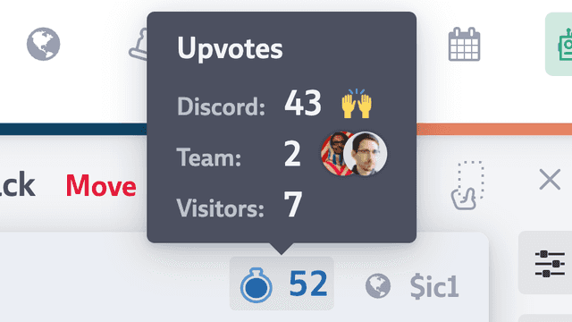 Screenshot of the votes on a card