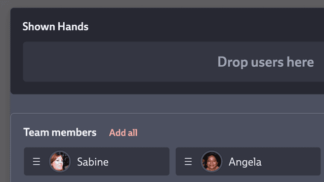 Screenshot of your team members' hands
