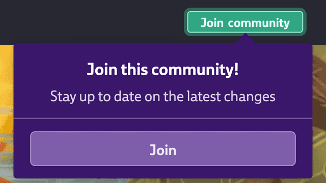 Image of a banner asking people to join a community