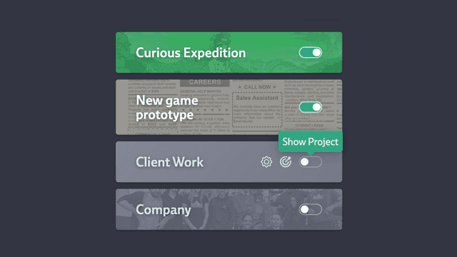 Screenshot of different projects
