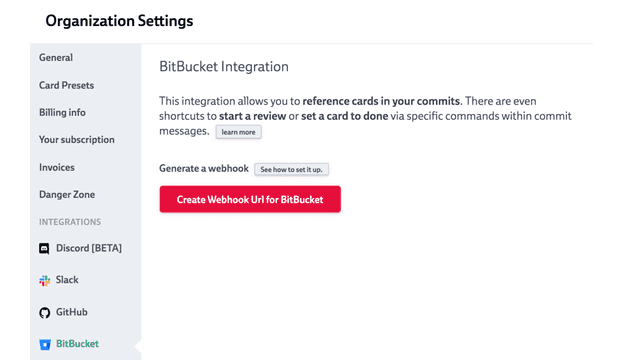 Screenshot of organization settings