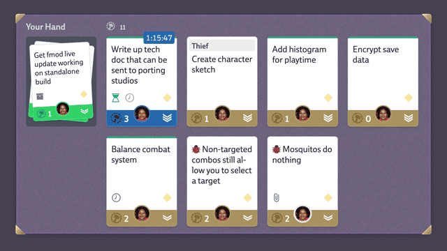 Screenshot of a hand in Codecks