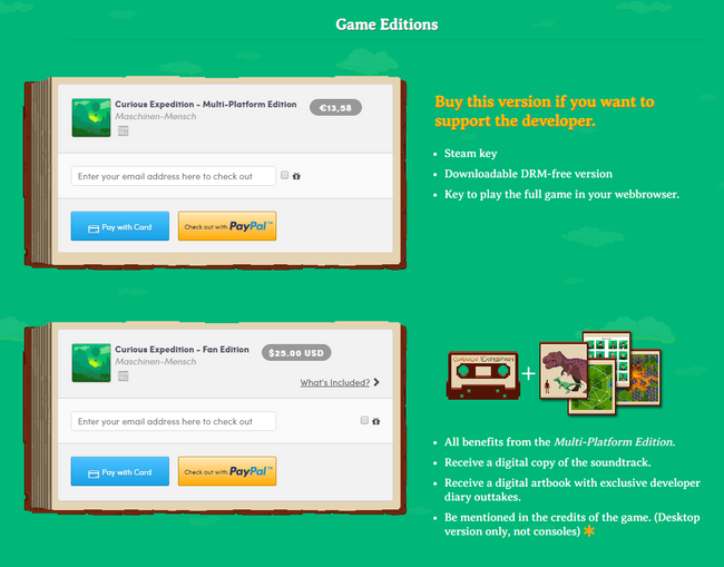 Humble Store Widgets on the Curious Expedition website