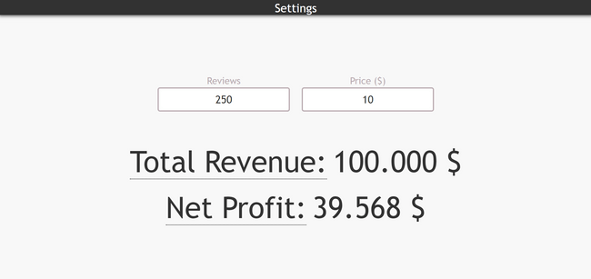 Screenshot of Steam Revenue Calculator