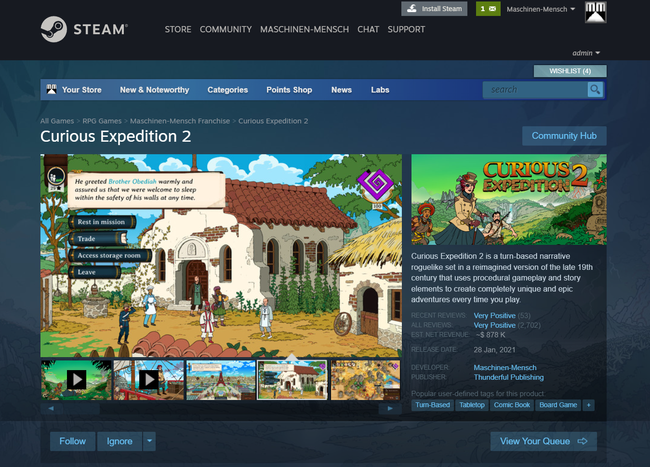 Curious Expedition 2 Steam Page